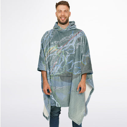 Panorama, British Columbia Ski Resort Map Flannel Blanket Poncho
