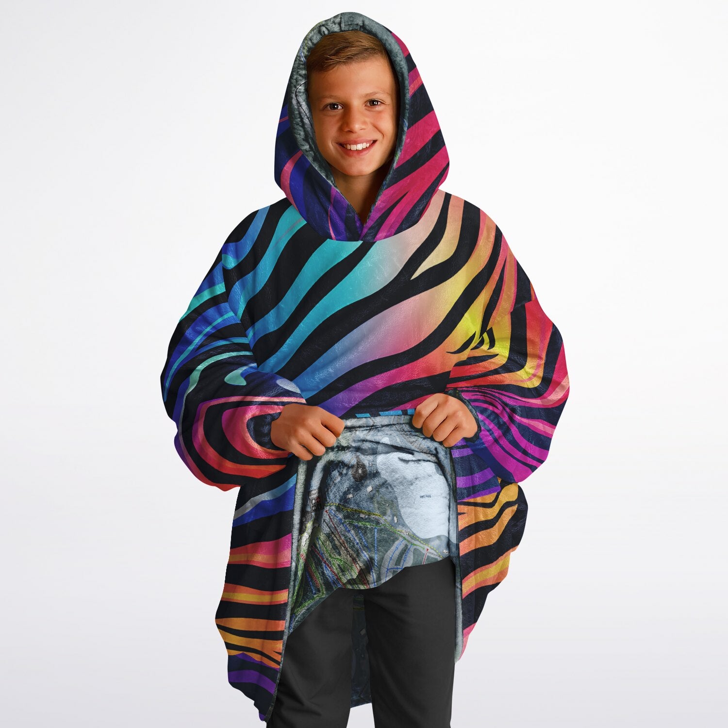 Cannon Mountain, New Hampshire Ski Resort Map Youth Reversible Snug Hoodie