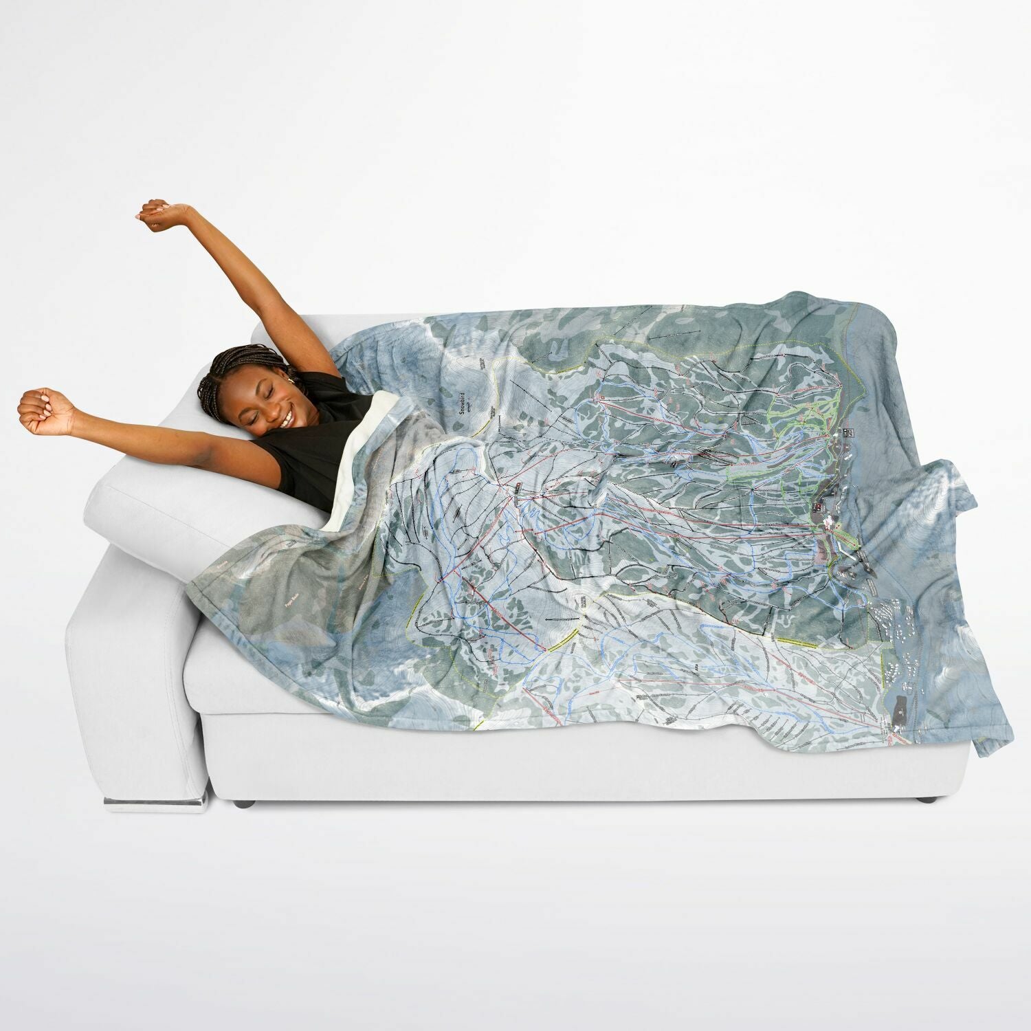 Snowbird, Utah Ski Resort Map Flannel Blanket Poncho