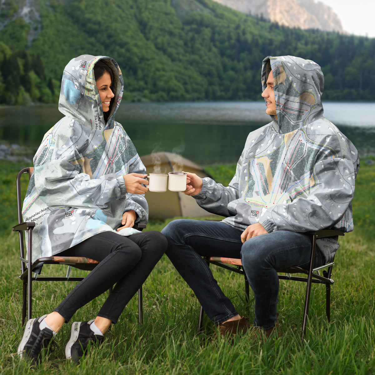 Appalachian Ski Mountain, North Carolina Ski Trail Map Snug Hoodie