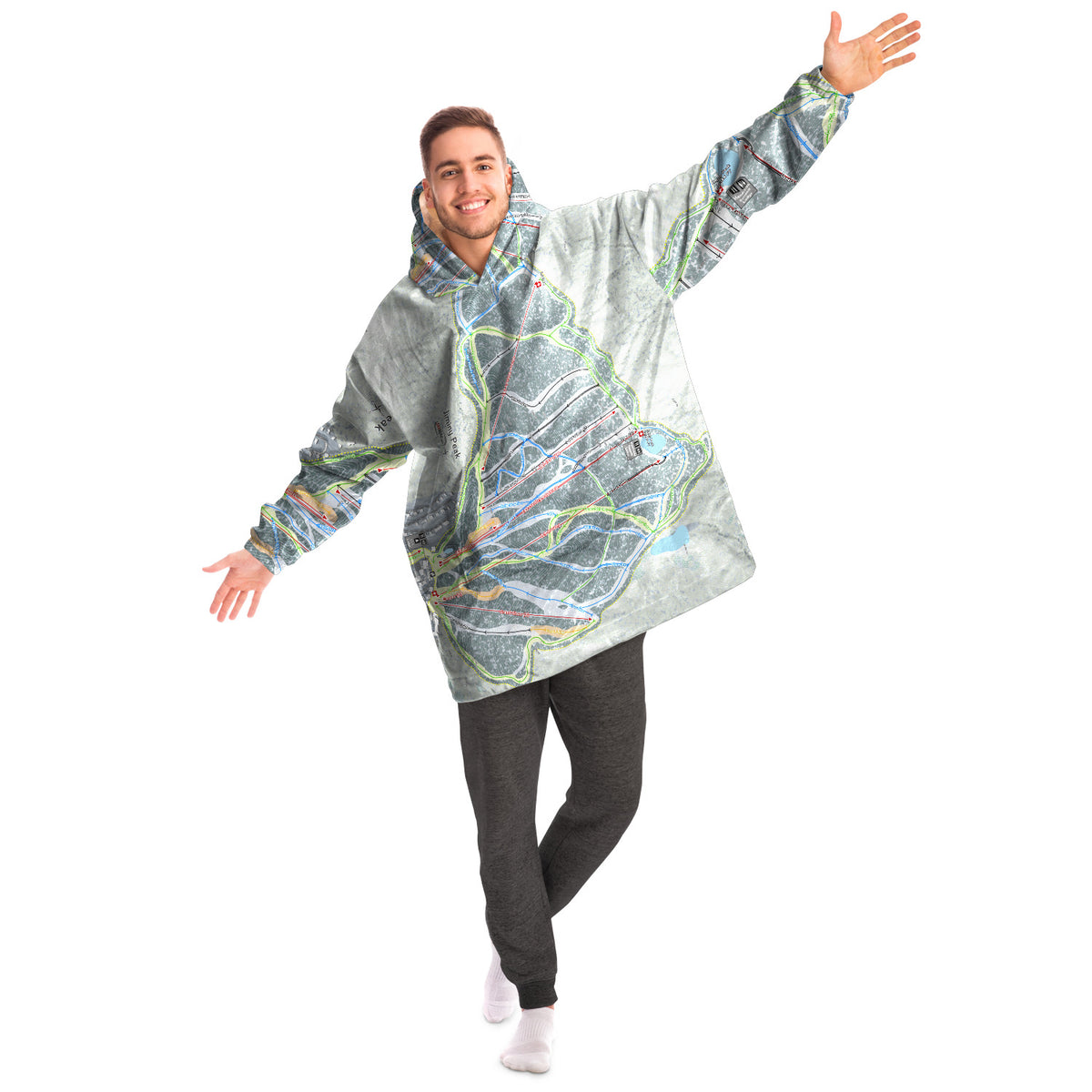 Jiminy Peak, Massachusetts Ski Trail Map Snug Hoodie