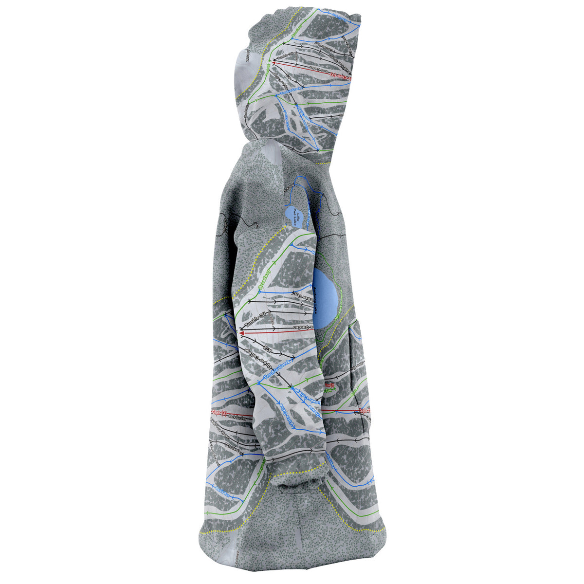 Anthony Lakes, Oregon Ski Trail Map - Snug Hoodie