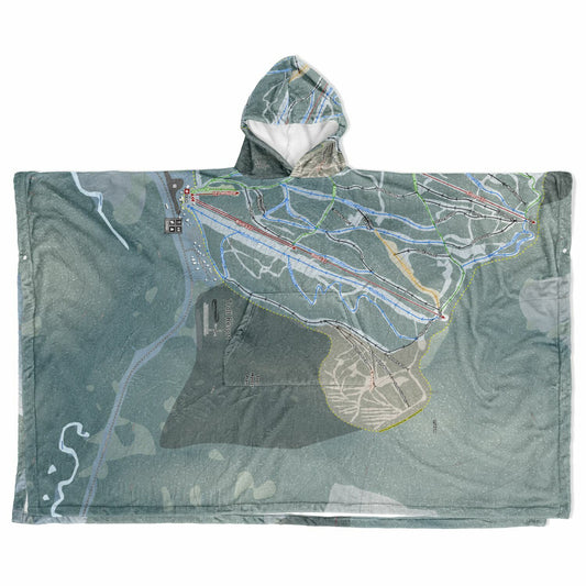 Troll Resort, British Columbia Ski Resort Map Flannel Blanket Poncho