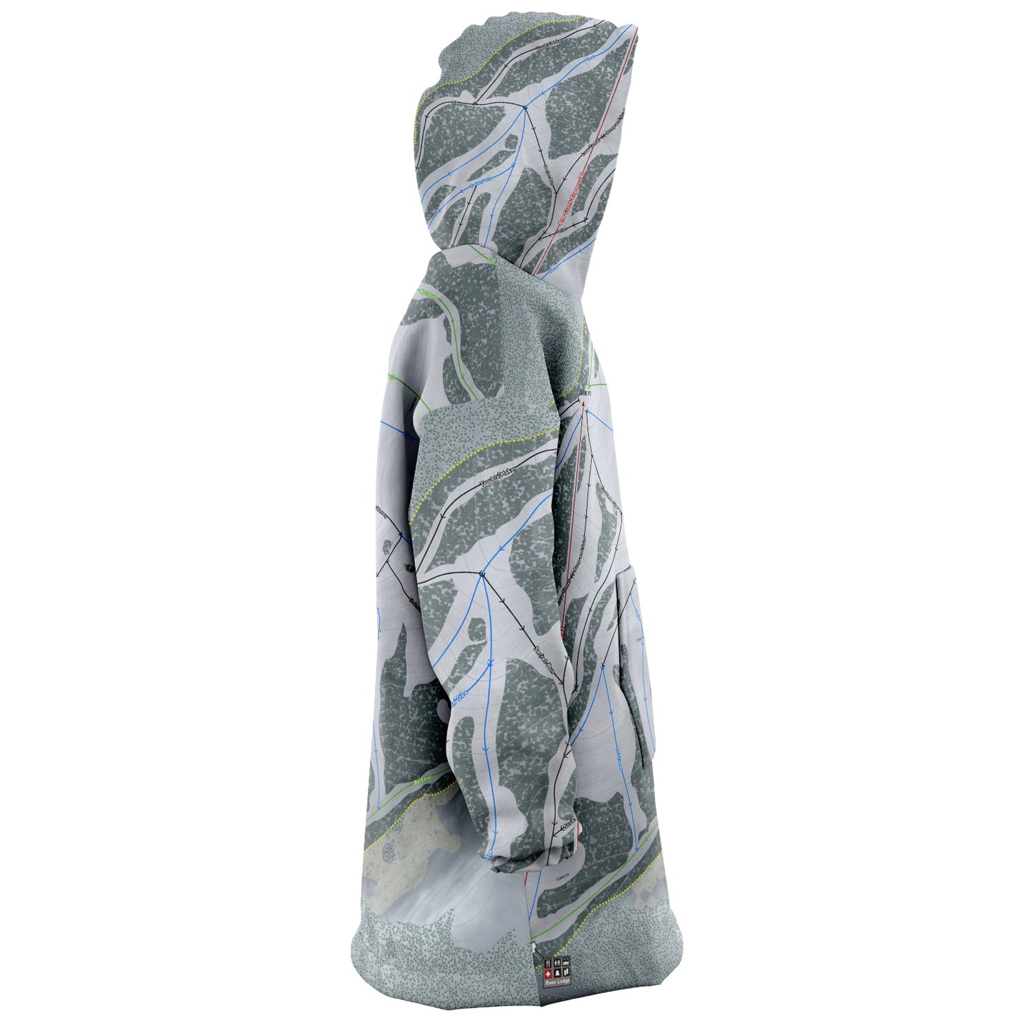 Pine Creek, Wyoming Ski Trail Map Snug Hoodie - Powderaddicts
