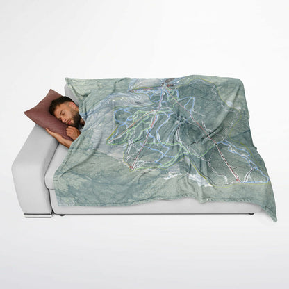 Mad River Glen, Vermont Ski Resort Map Flannel Blanket Poncho