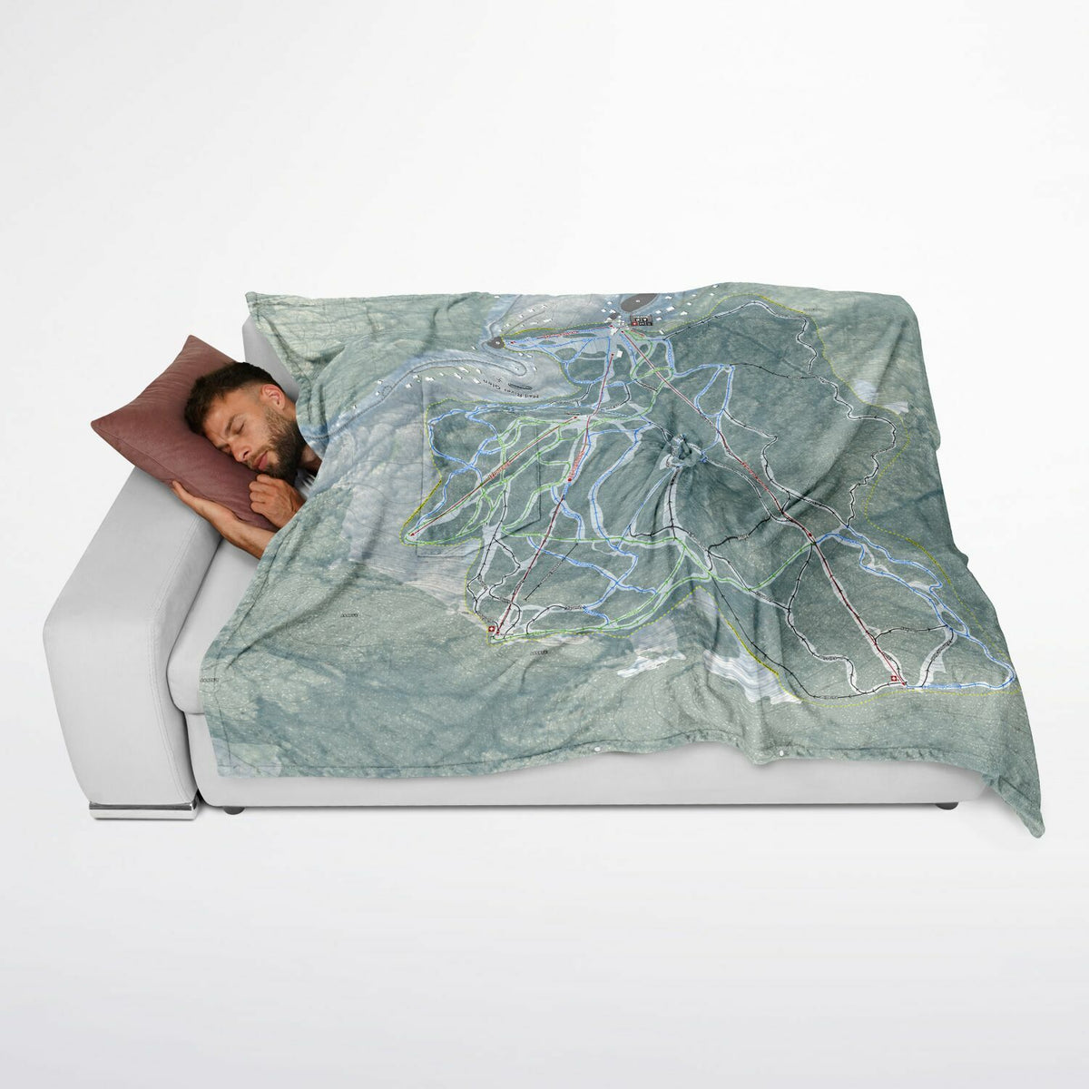 Mad River Glen, Vermont Ski Resort Map Flannel Blanket Poncho