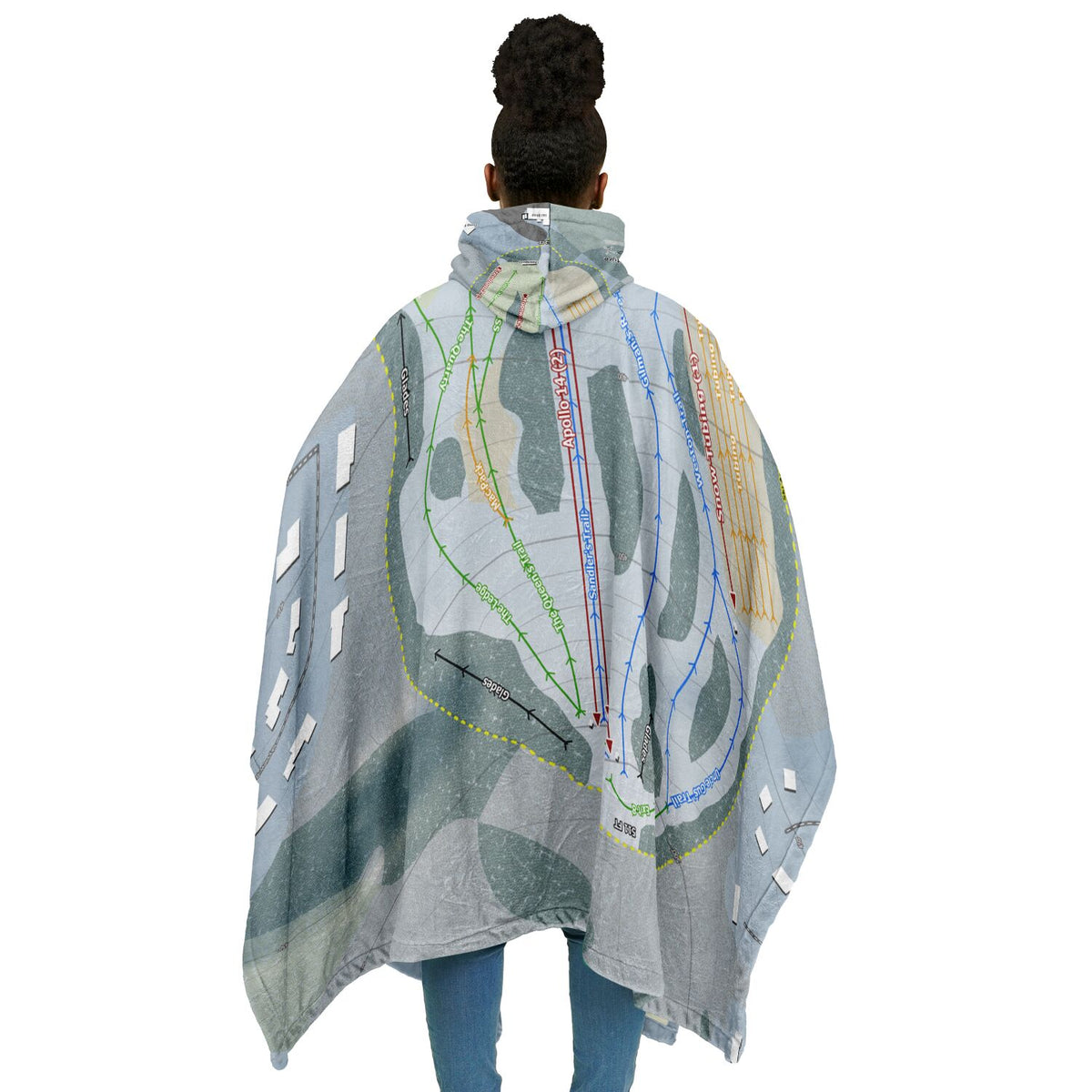 McIntyre, New Hampshire Ski Resort Map Flannel Blanket Poncho