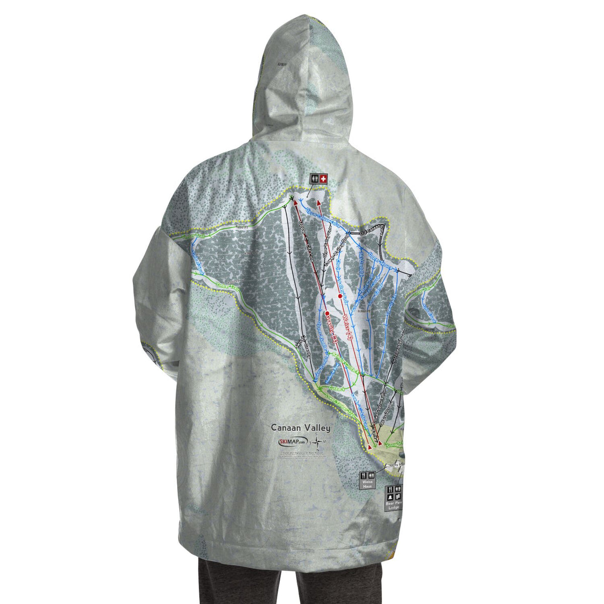 Canaan Valley, West Virginia Ski Trail Map - Snug Hoodie