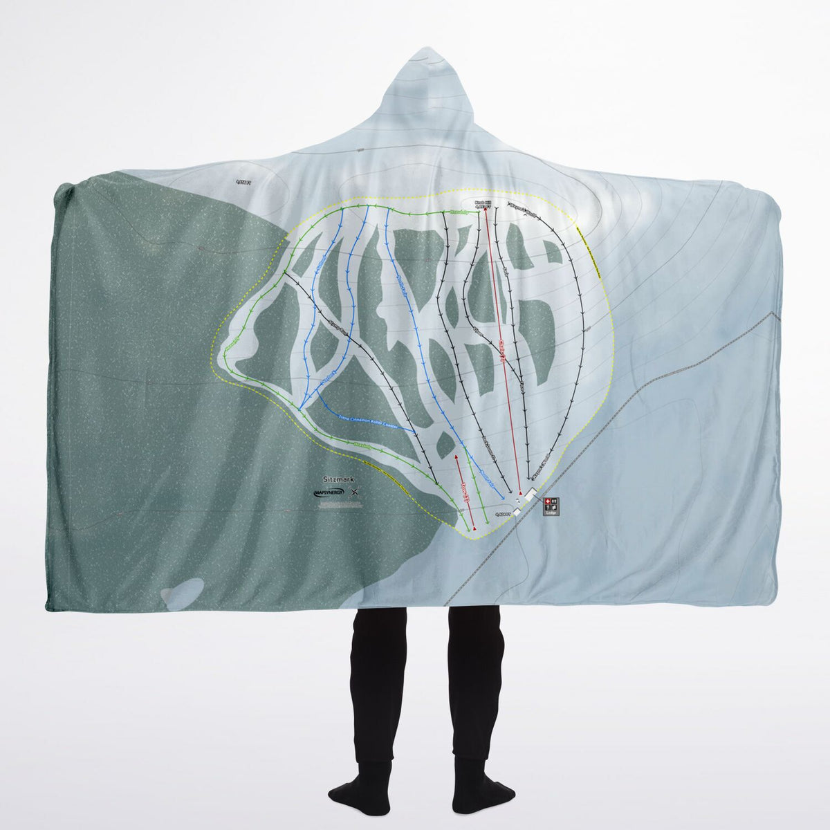 Sitz mark, Washington Ski Trail Map - Adult Hooded Blanket