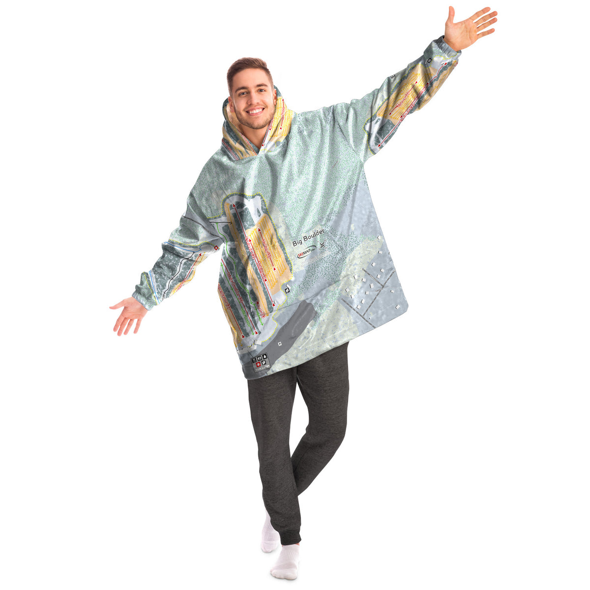 Big Boulder, Pennsylvania Ski Trail Map Snug Hoodie