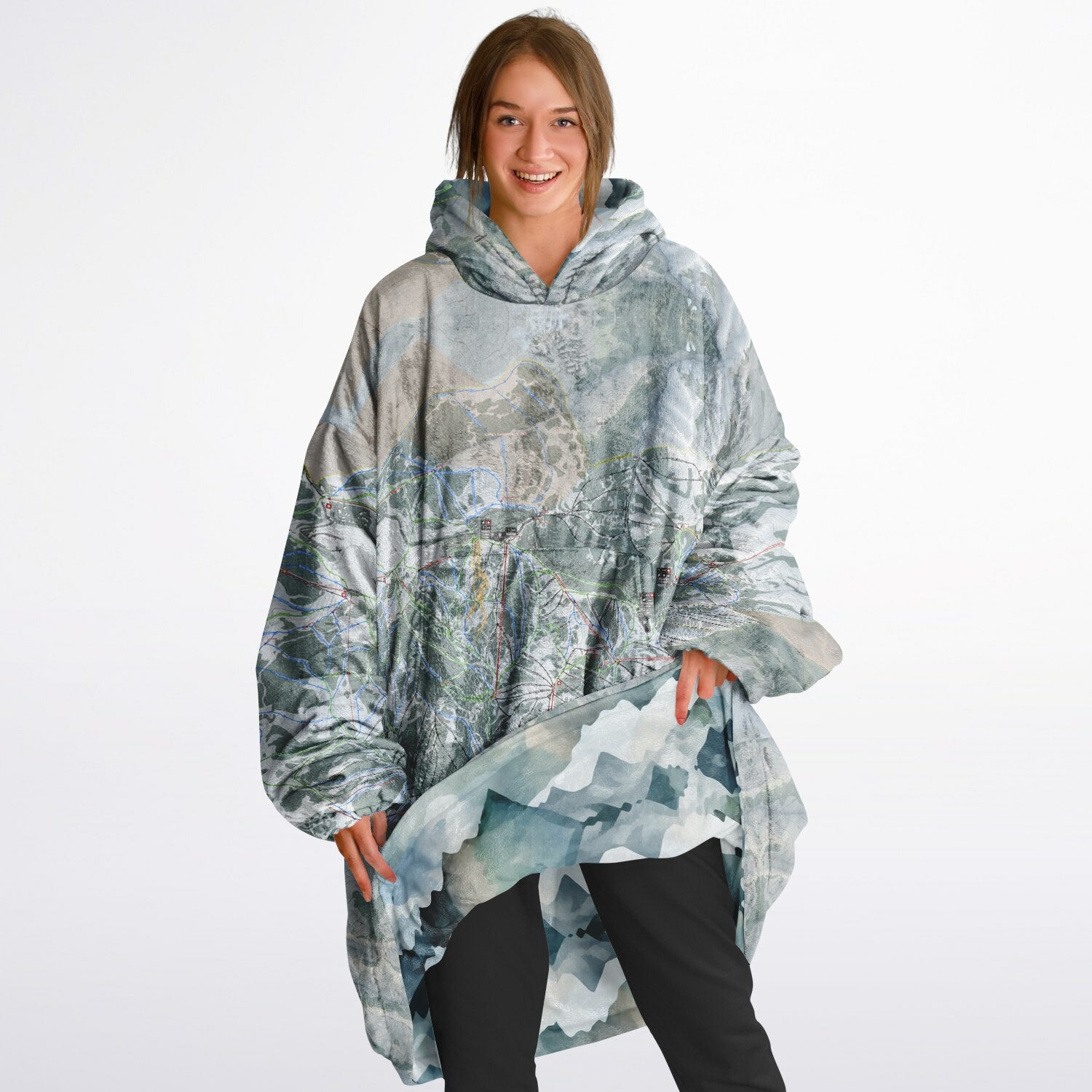 Powder Mountain, Utah Ski Resort Map Reversible Snug Hoodie