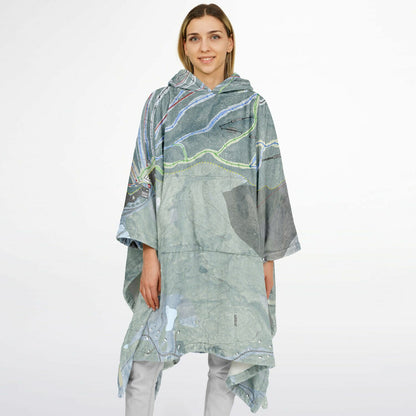 Mount Sunapee, New Hampshire Ski Resort Map Flannel Blanket Poncho