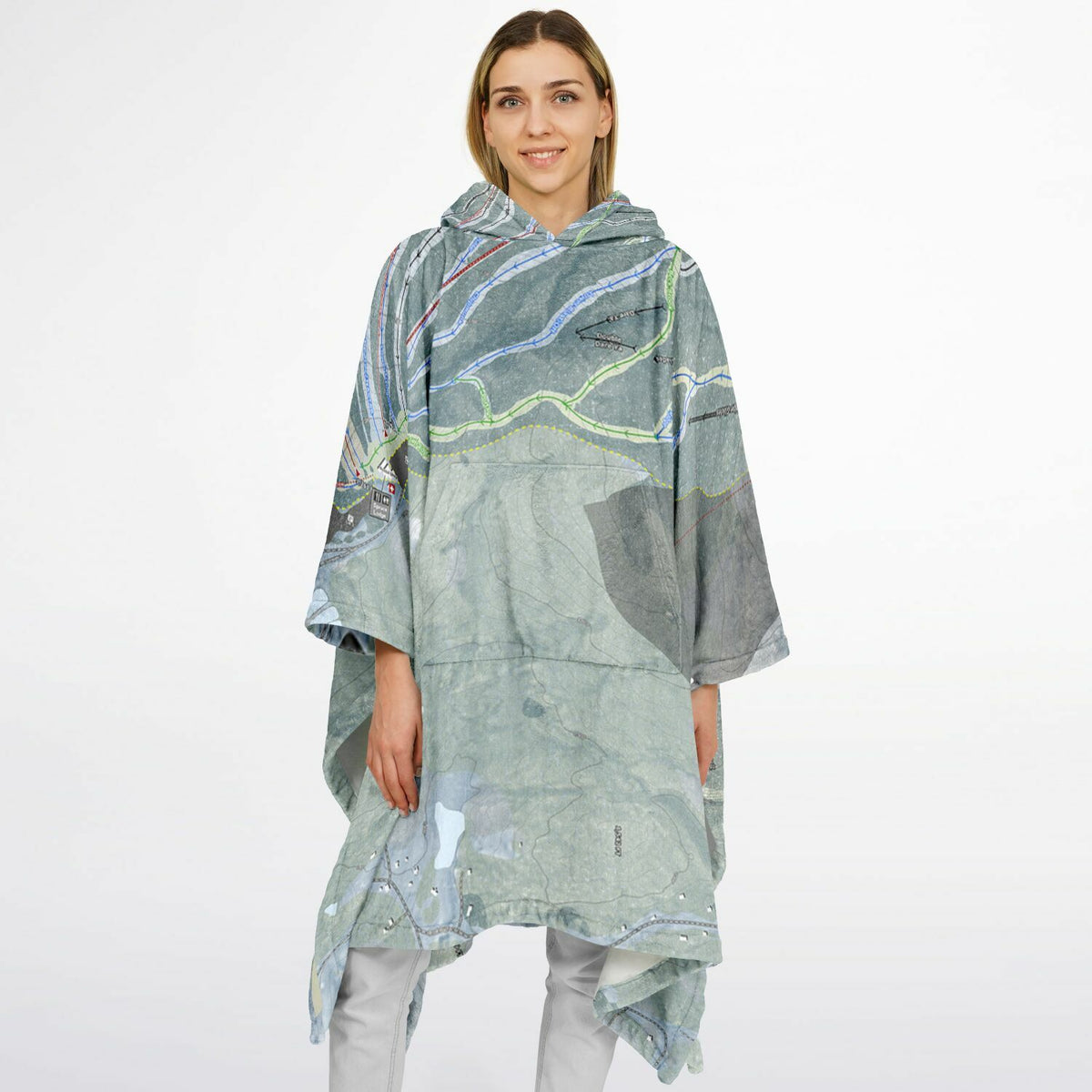 Mount Sunapee, New Hampshire Ski Resort Map Flannel Blanket Poncho