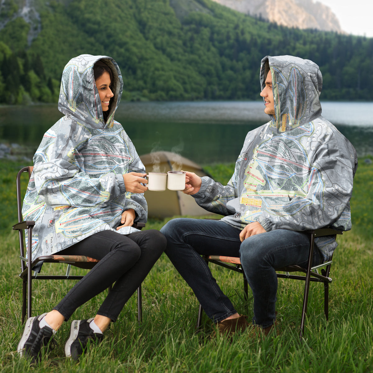 Peek'n Peak, New York Ski Trail Map Snug Hoodie