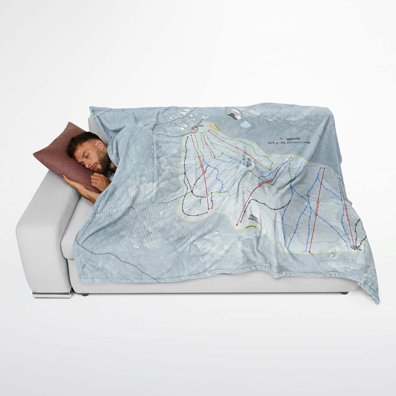 Ben Lomond Ski Resort, Australia Ski Resort Map Flannel Blanket Poncho - Powderaddicts