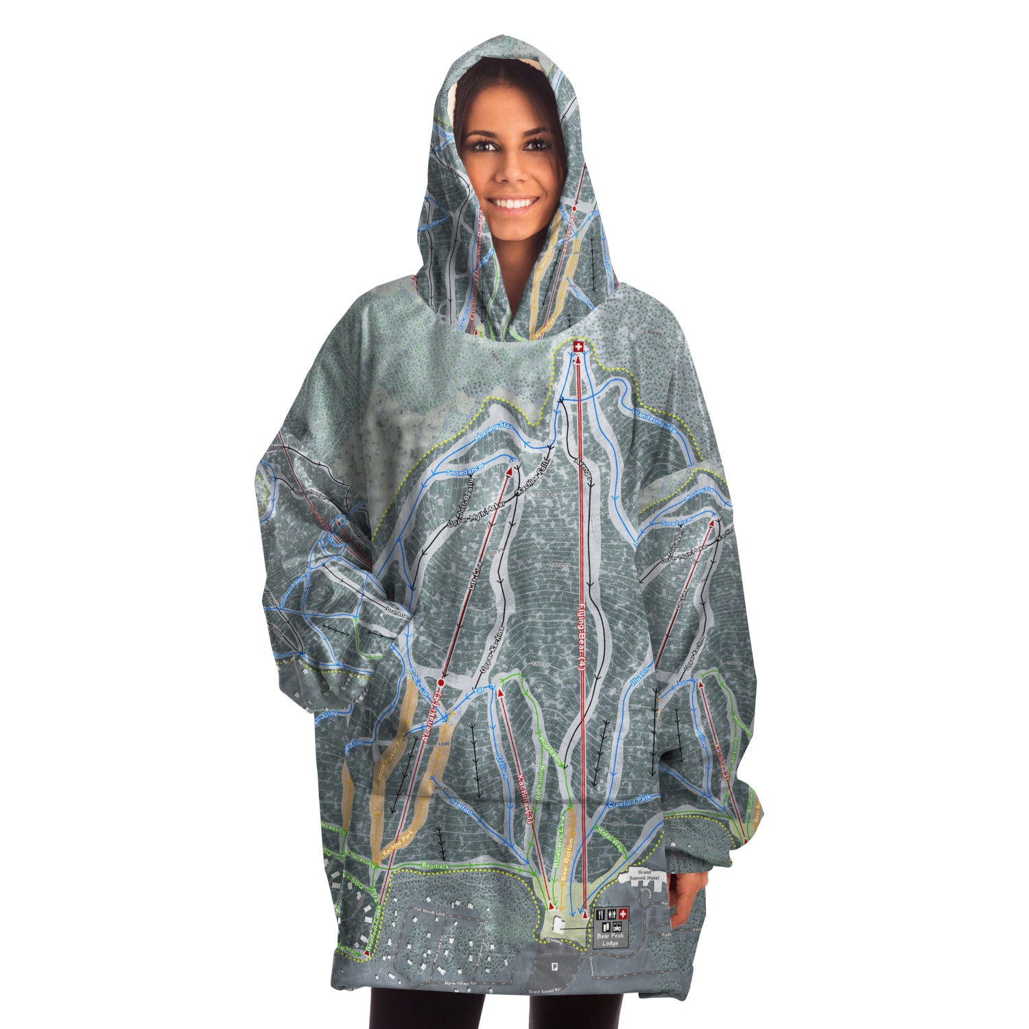 Attitash Mountain, New Hampshire Ski Trail Map - Snug Hoodie