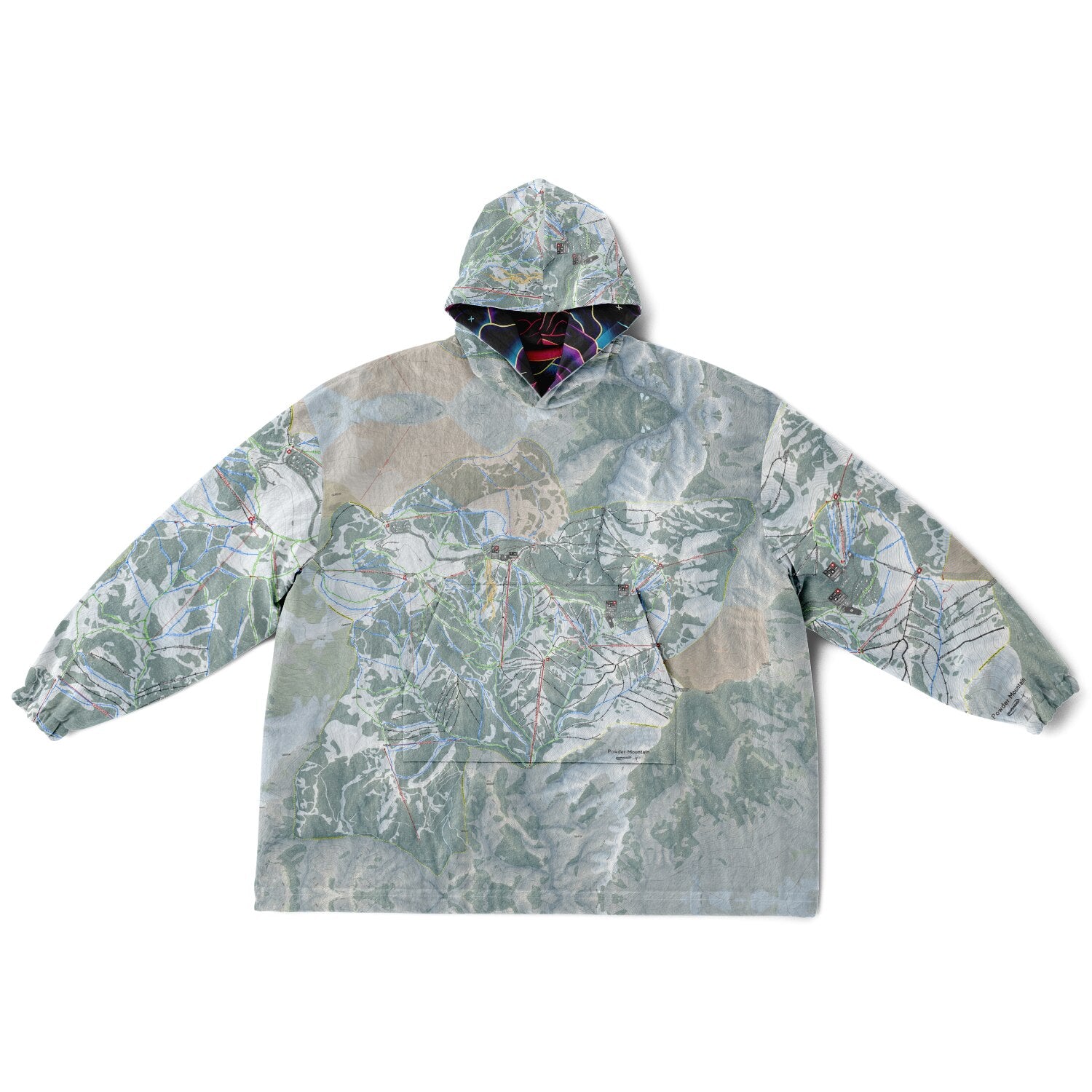 Powder Mountain, Utah Ski Resort Map Reversible Snug Hoodie