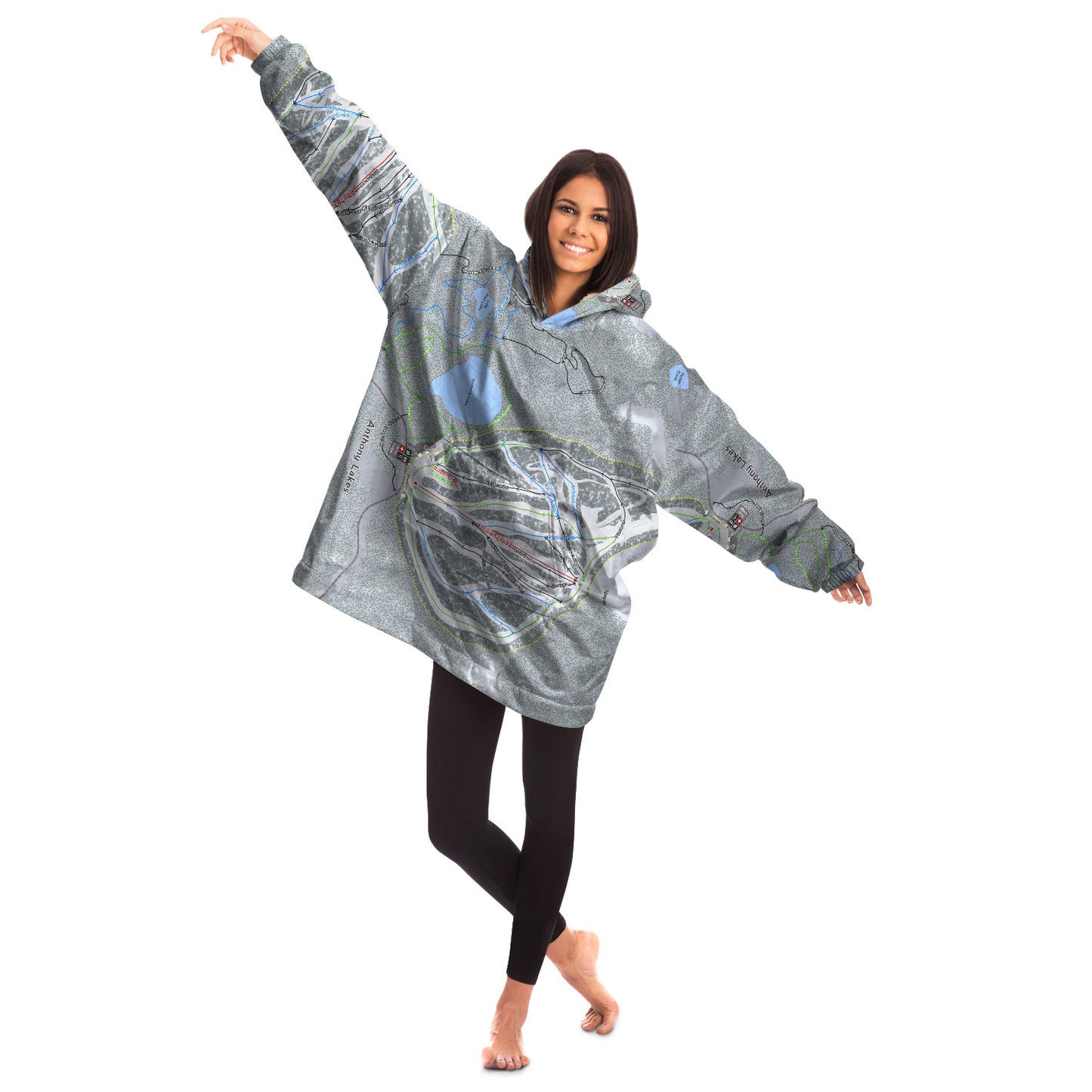 Anthony Lakes, Oregon Ski Trail Map - Snug Hoodie