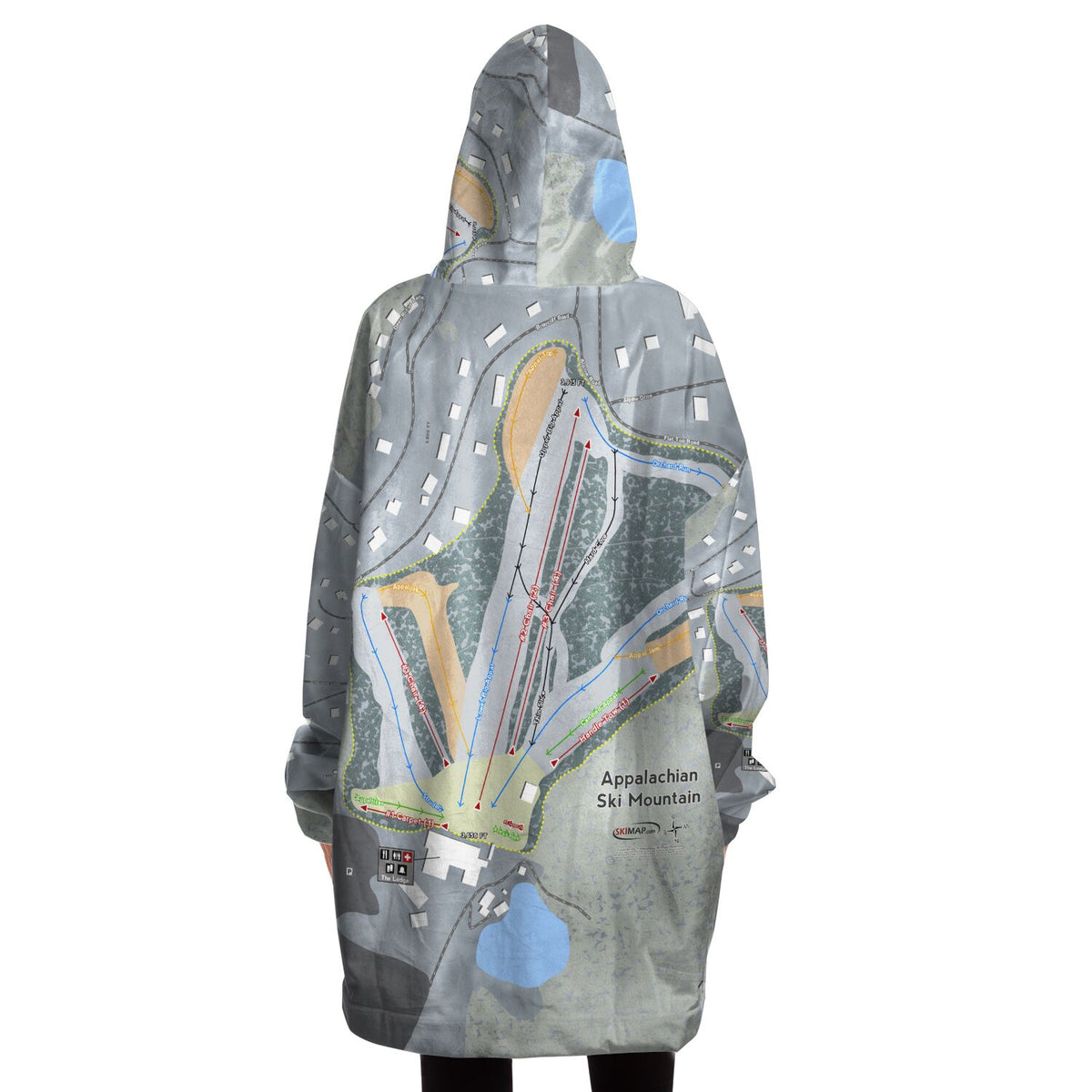 Appalachian Ski Mountain, North Carolina Ski Trail Map Snug Hoodie