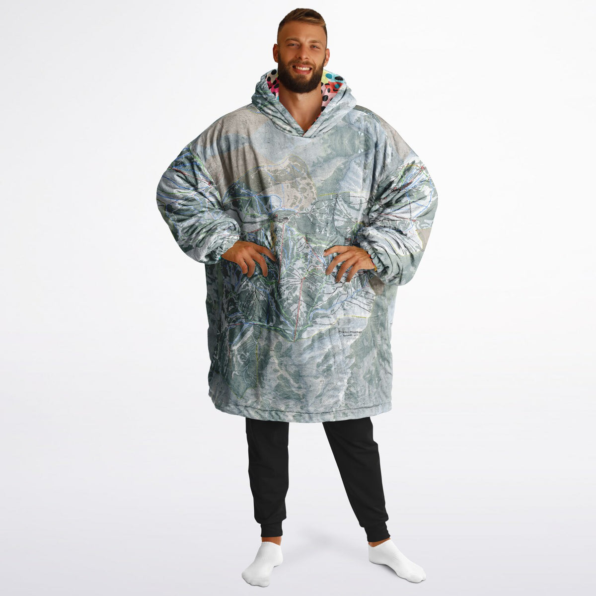 Powder Mountain, Utah Ski Resort Map Reversible Snug Hoodie