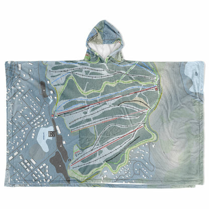 Sommet Saint-Sauveur, Quebec Ski Resort Map Flannel Blanket Poncho