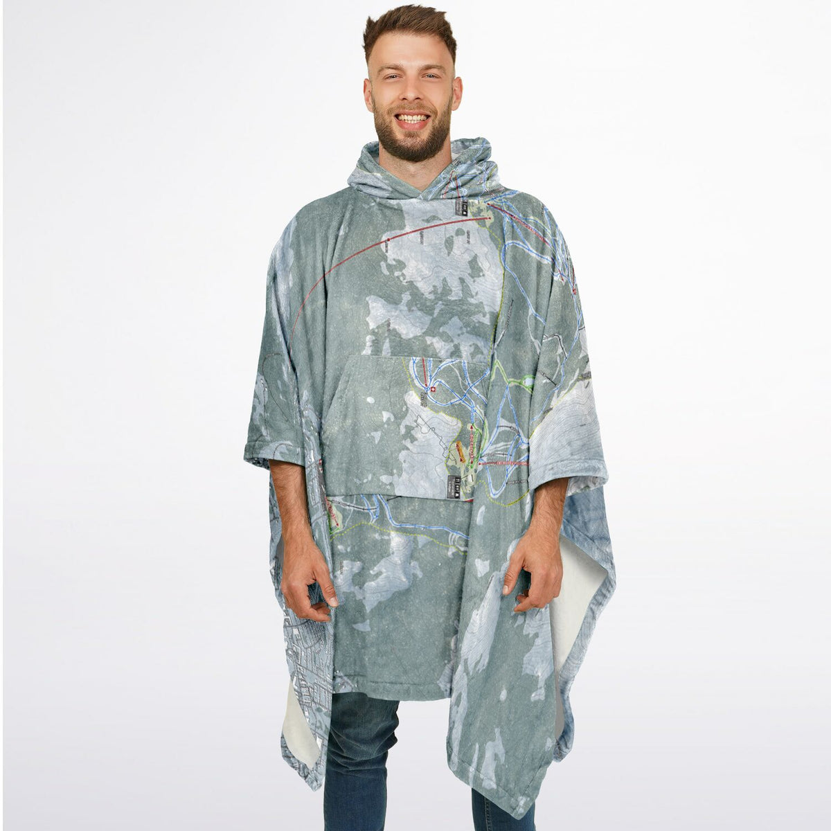 Heavenly, Nevada Ski Resort Map Flannel Blanket Poncho