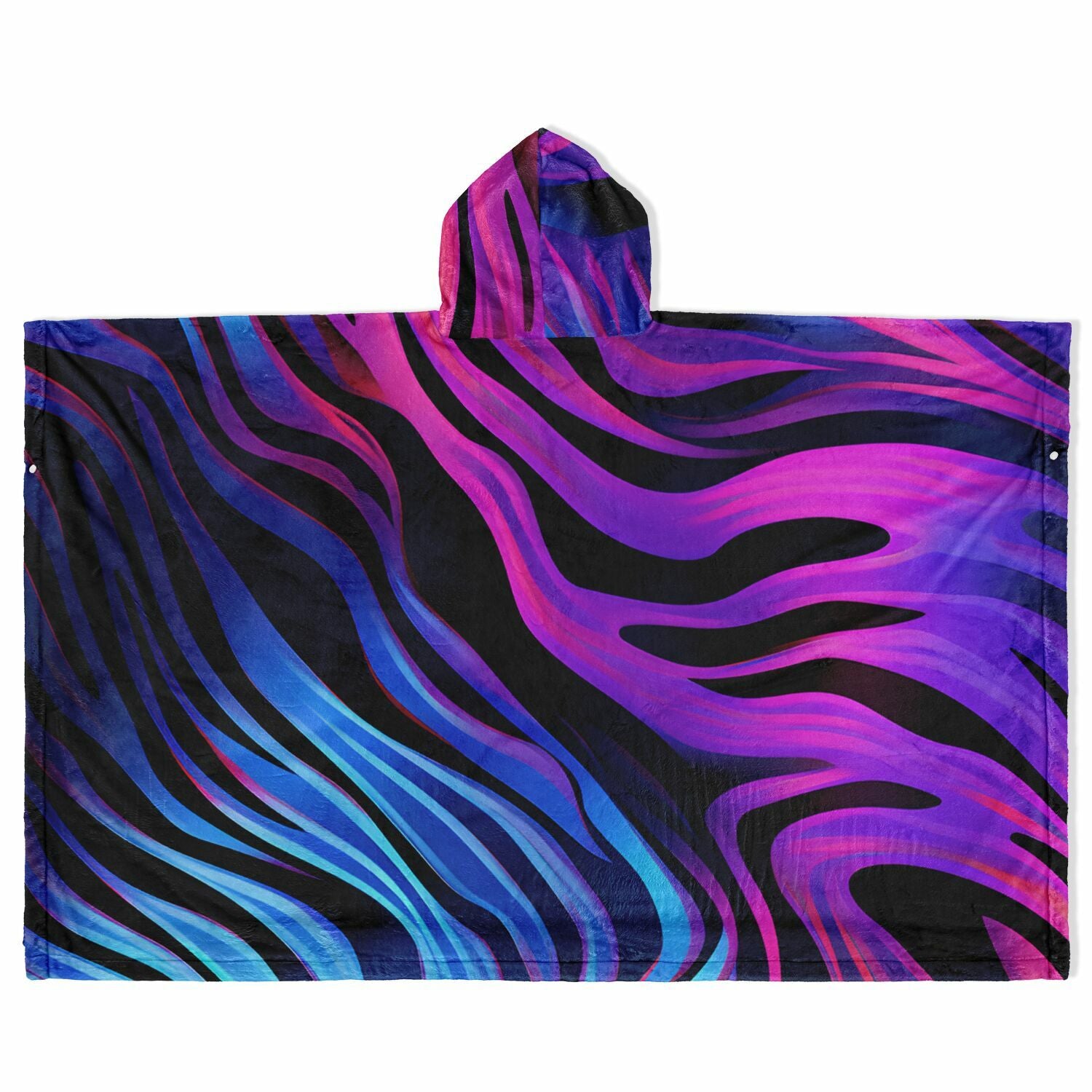 Neon Fluid Waves,  Flannel Blanket Poncho