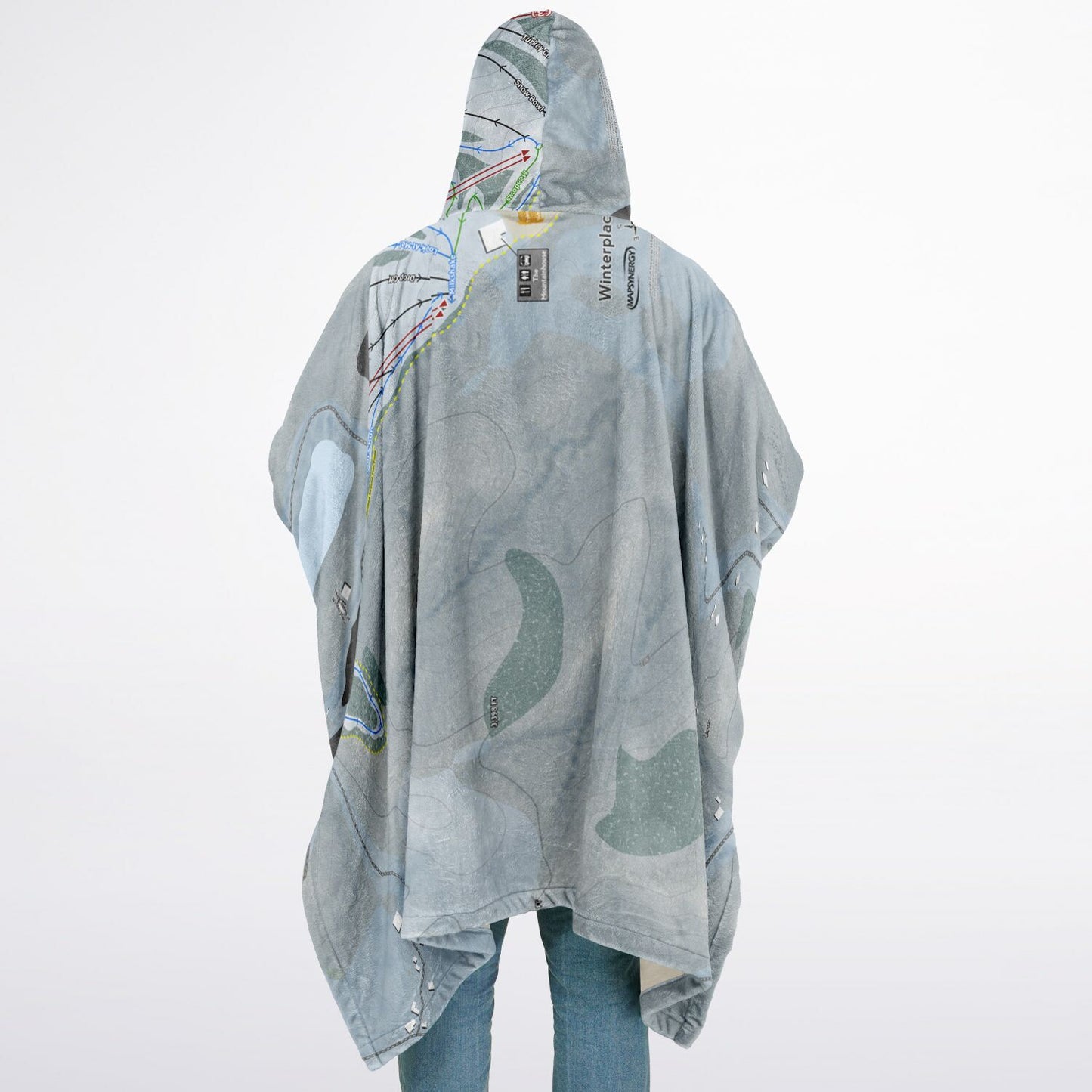 Winterplace, West Virginia Ski Resort Map Flannel Blanket Poncho