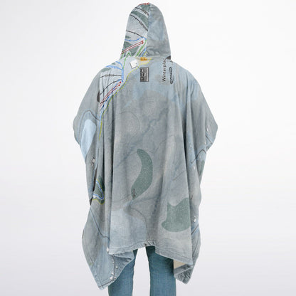 Winterplace, West Virginia Ski Resort Map Flannel Blanket Poncho