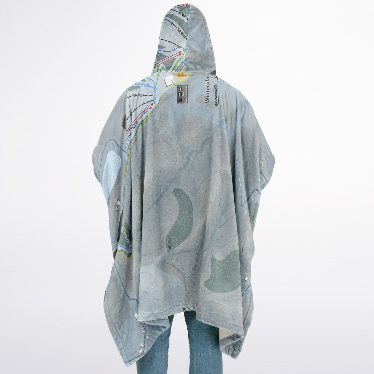 Winterplace, West Virginia Ski Resort Map Flannel Blanket Poncho