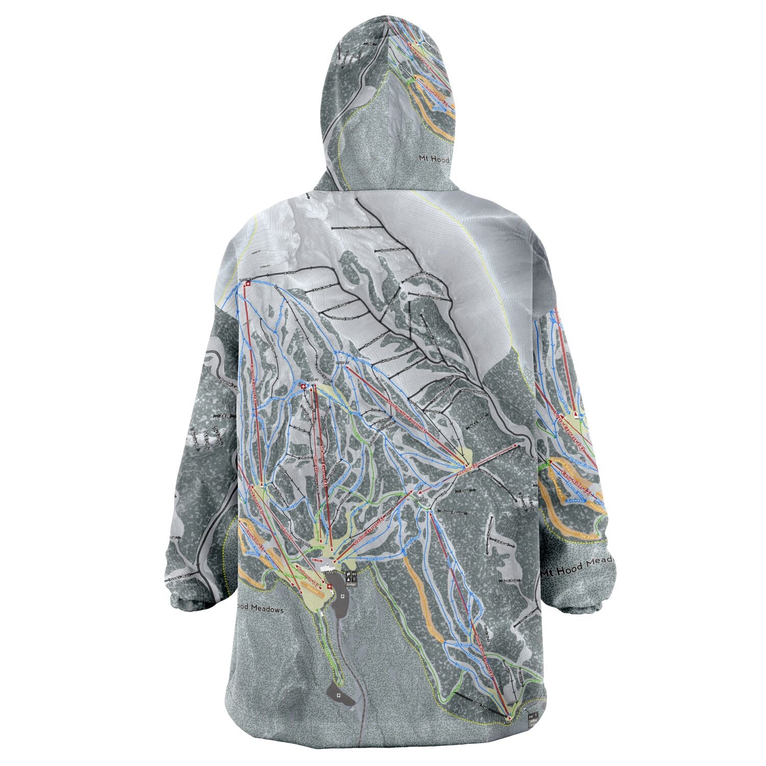 Mt. Hood Meadows, Oregon Ski Trail Map - Snug Hoodie - Powderaddicts