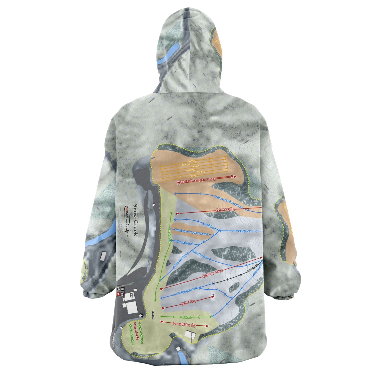 Snow Creek, Missouri Ski Trail Map Snug Hoodie - Powderaddicts