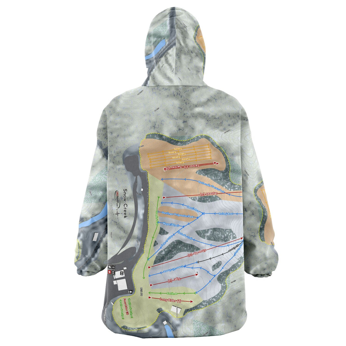 Snow Creek, Missouri Ski Trail Map Snug Hoodie
