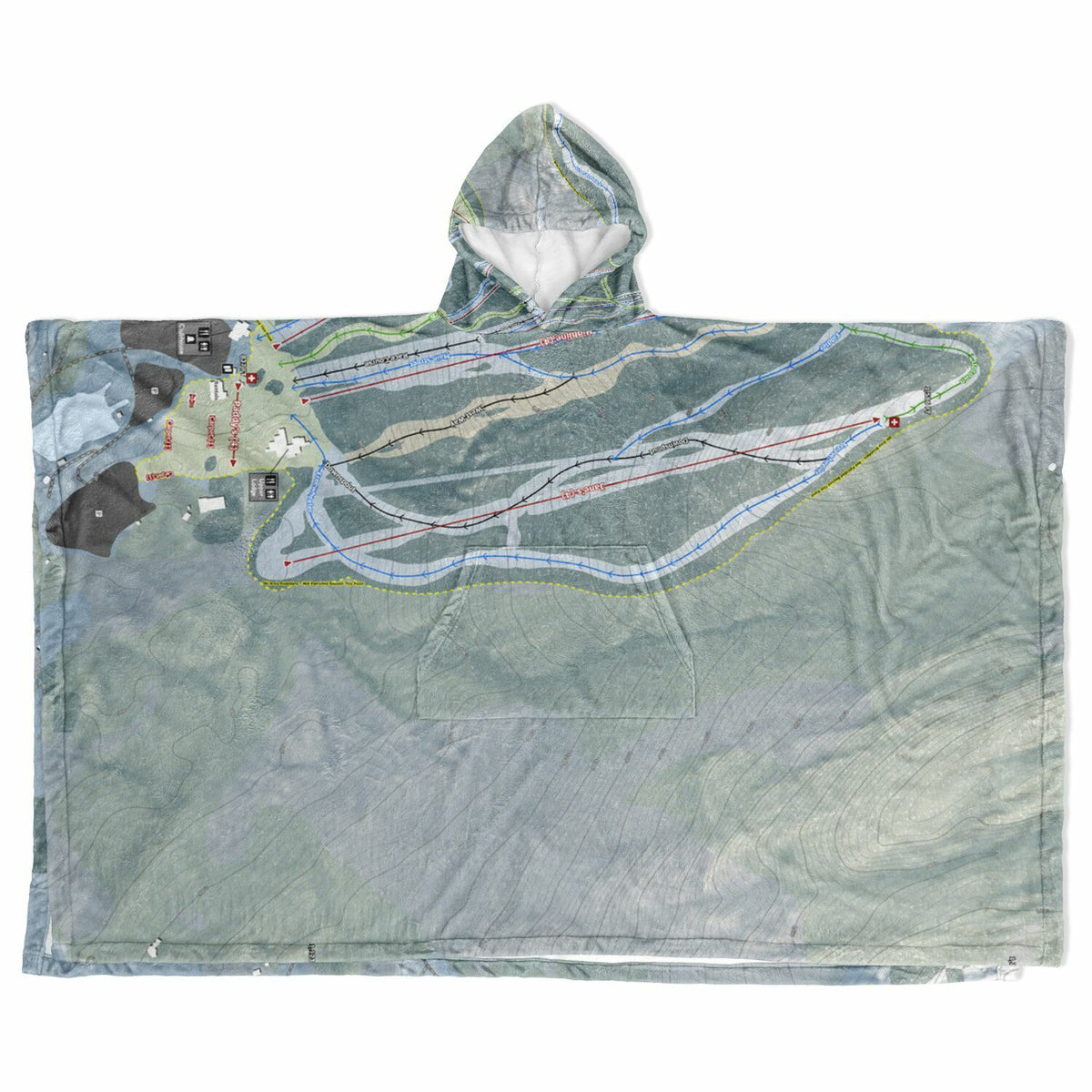 Ski Butternut, Massachusetts Ski Resort Map Flannel Blanket Poncho
