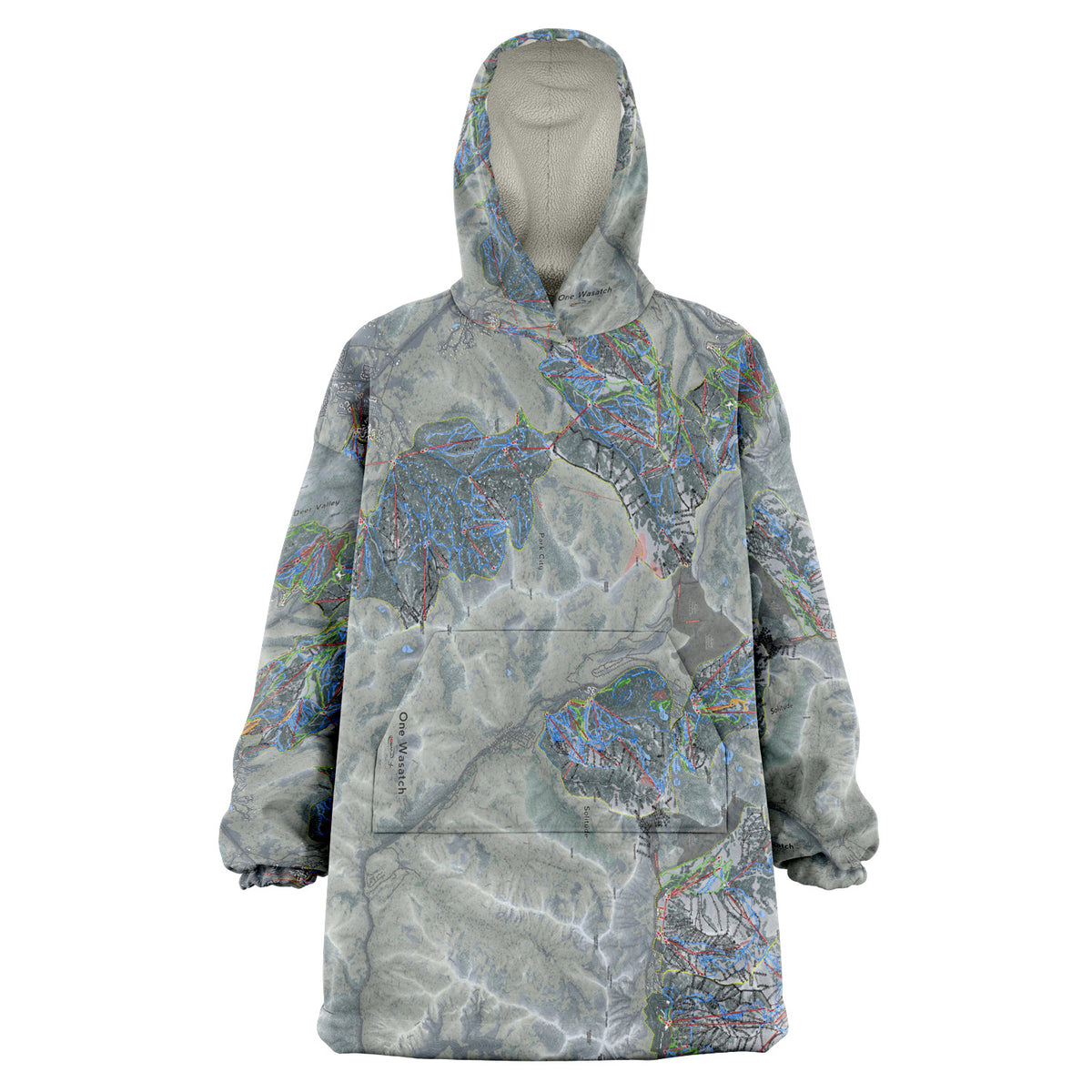 One Wasatch, Utah Ski Trail Map - Snug Hoodie