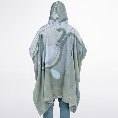 Maple Ski Ridge, New York Ski Resort Map Flannel Blanket Poncho