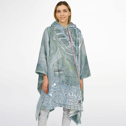 Aspen Mountain, Colorado Ski Resort Map Flannel Blanket Poncho