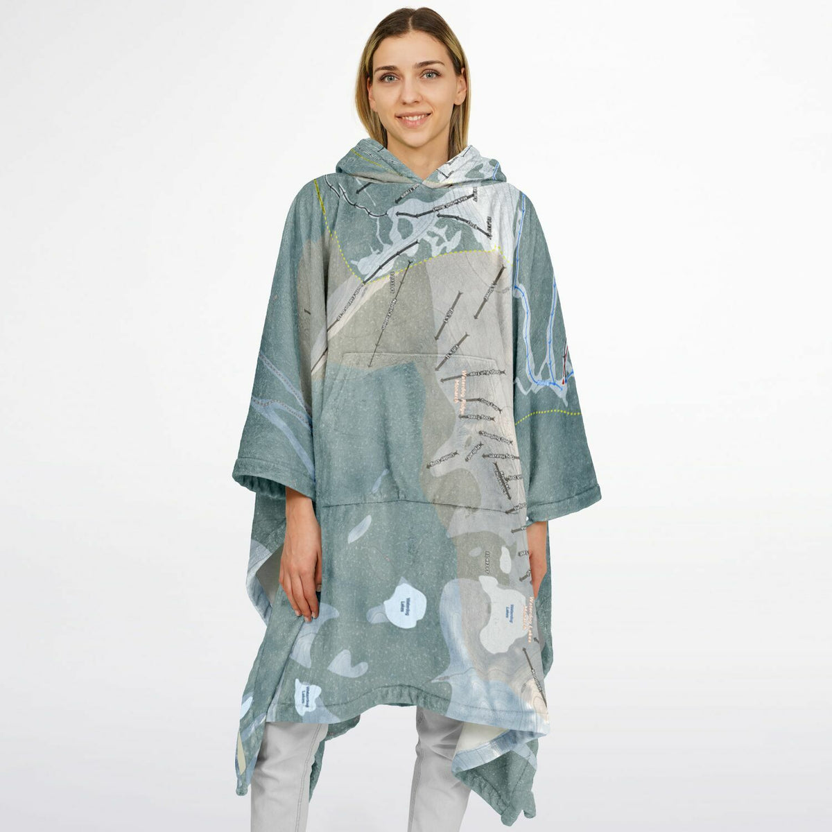 Monarch Mountain, Colorado Ski Resort Map Flannel Blanket Poncho