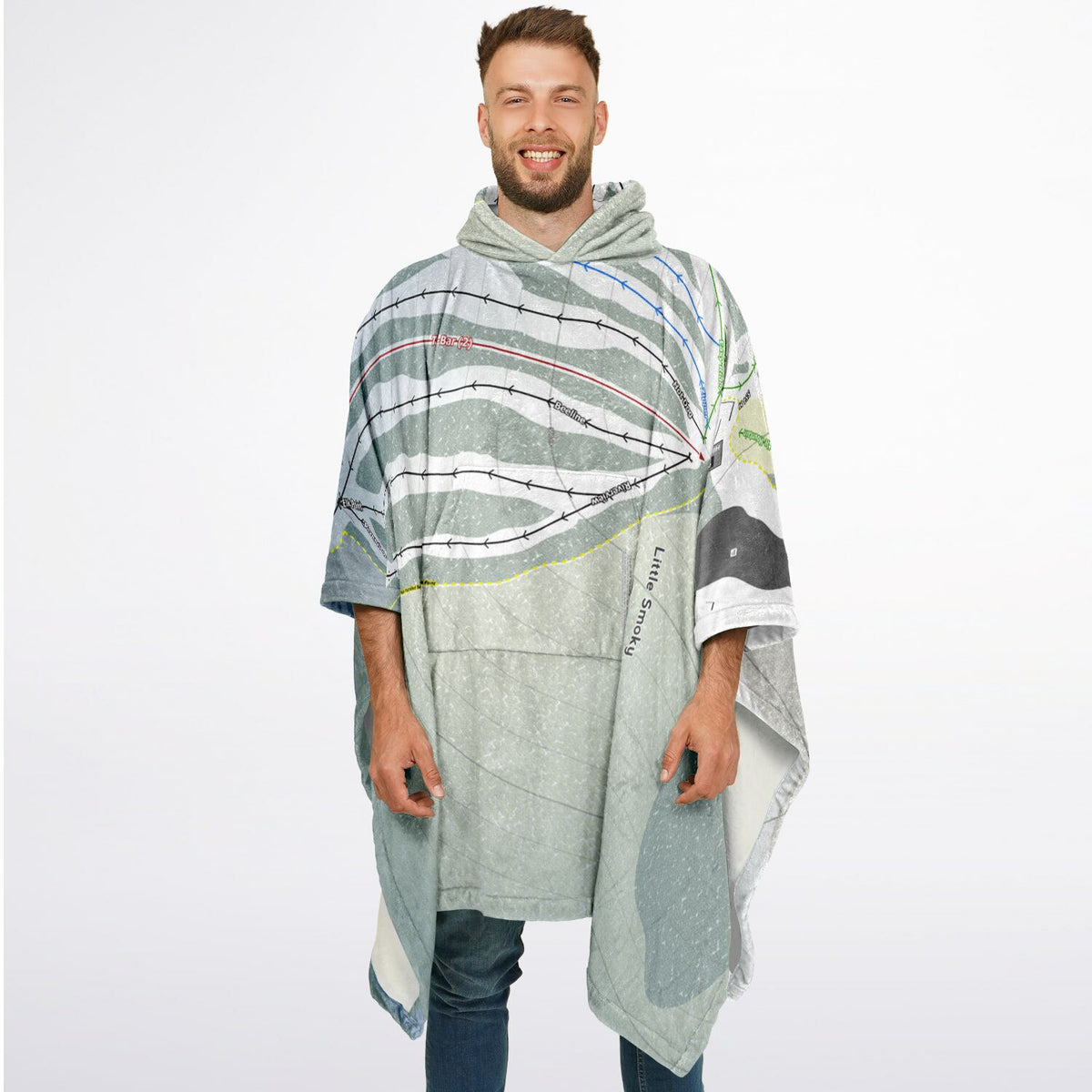 Little Smoky, Alberta Ski Resort Map Flannel Blanket Poncho