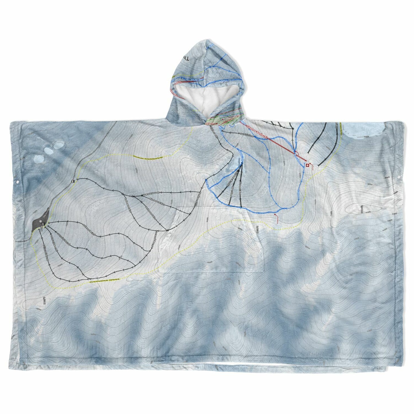 The Remarkables, New Zealand Ski Resort Map Flannel Blanket Poncho - Powderaddicts