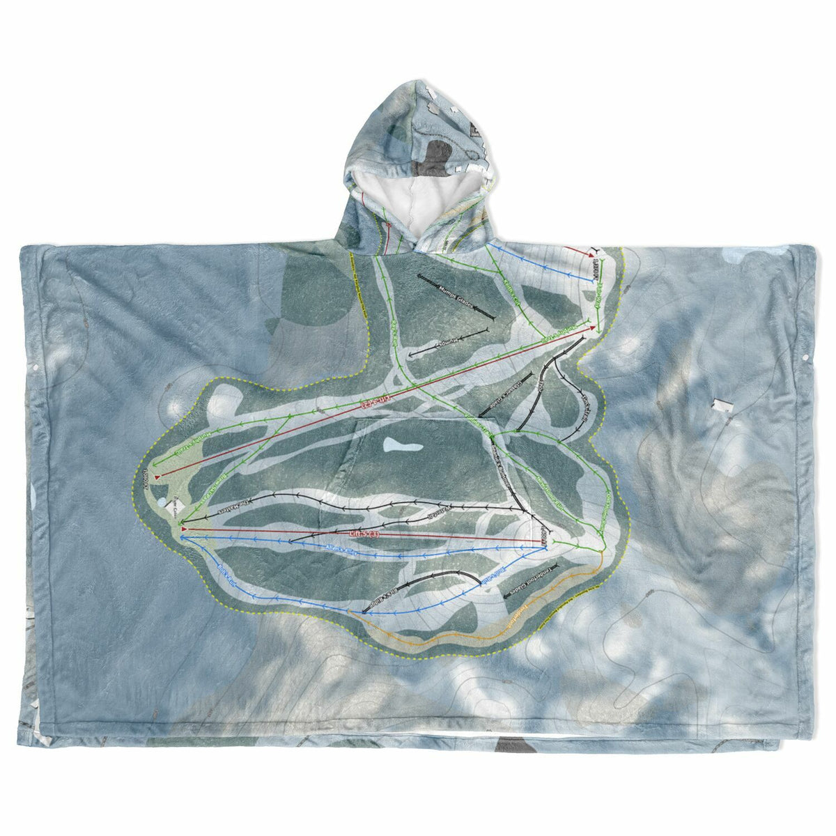 Otsego, Michigan Ski Resort Map Flannel Blanket Poncho