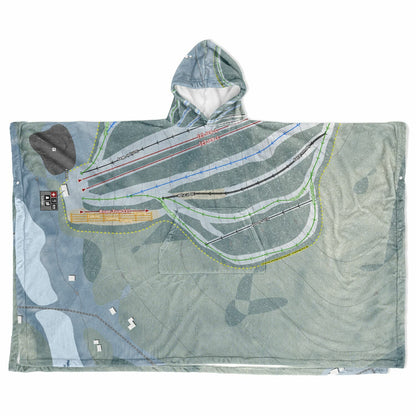 Mt Jefferson, Maine Ski Resort Map Flannel Blanket Poncho