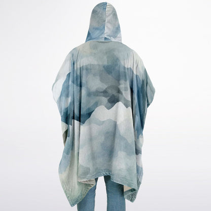 Watercolor Misty Mountain, Flannel Blanket Poncho