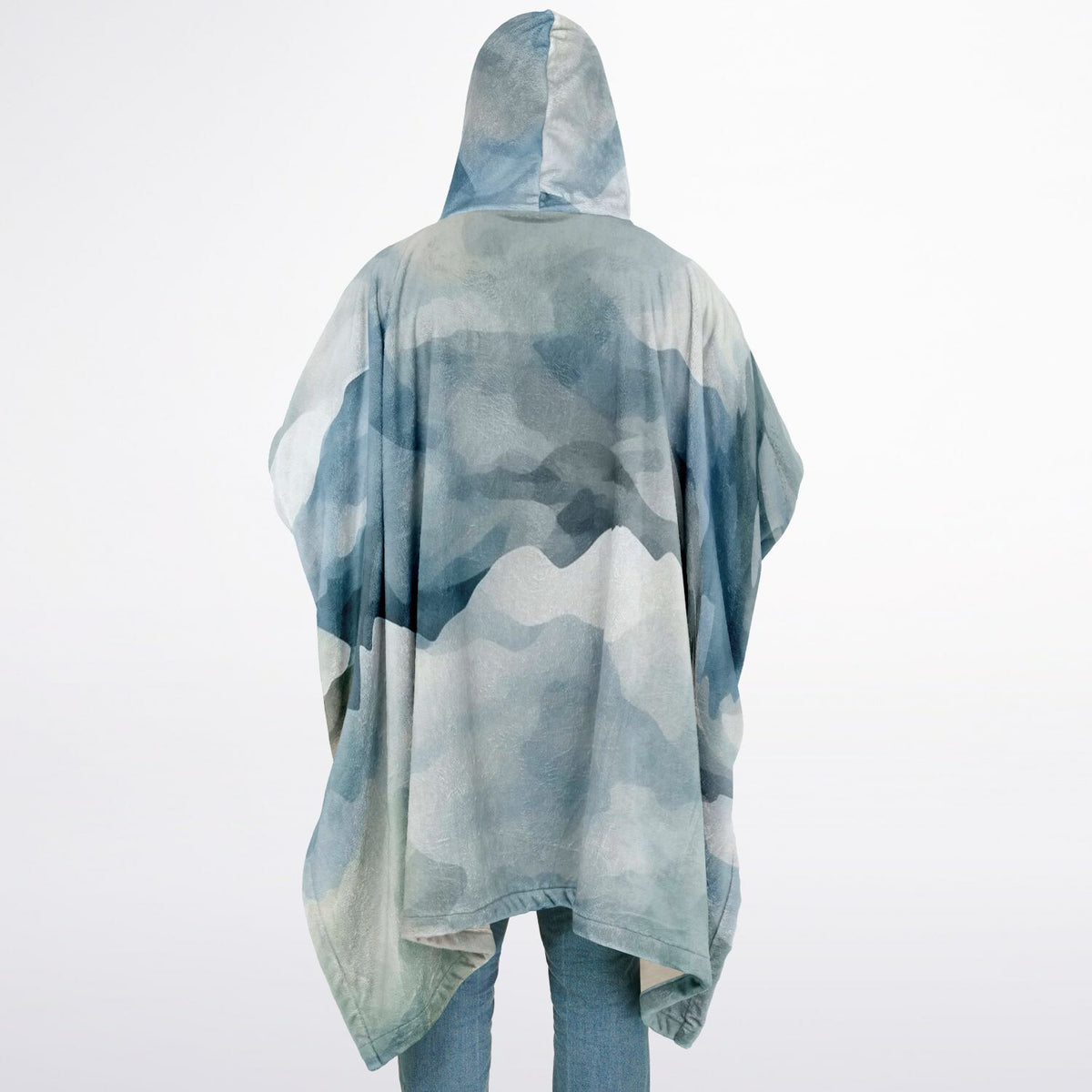 Watercolor Misty Mountain, Flannel Blanket Poncho