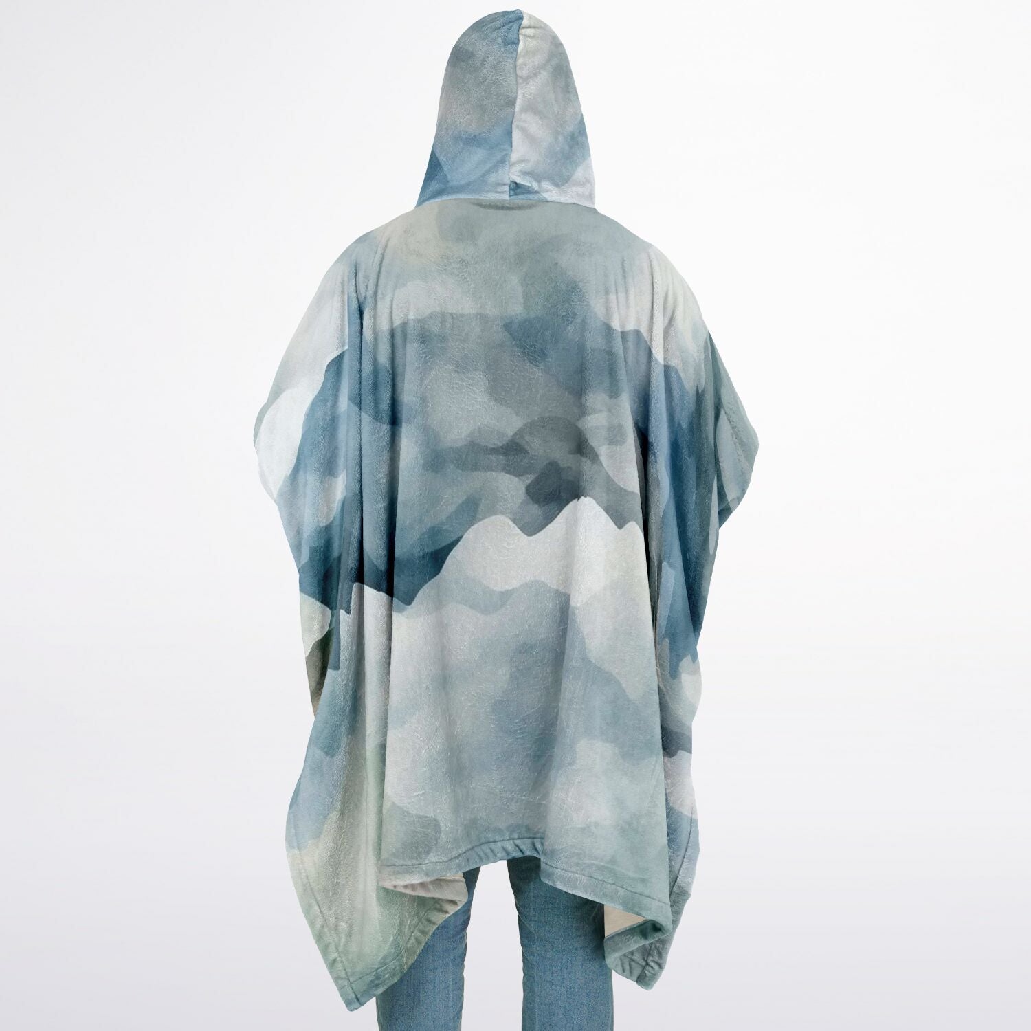 Watercolor Misty Mountain, Flannel Blanket Poncho