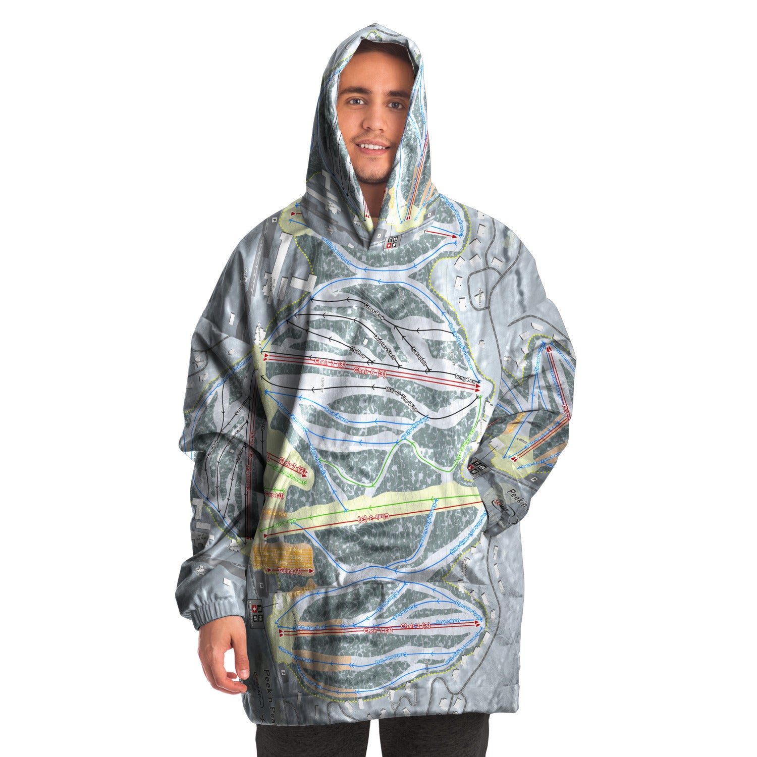 Peek'n Peak, New York Ski Trail Map Snug Hoodie