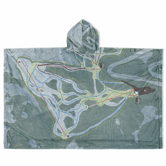Mt Baker, Washington Ski Resort Map Flannel Blanket Poncho