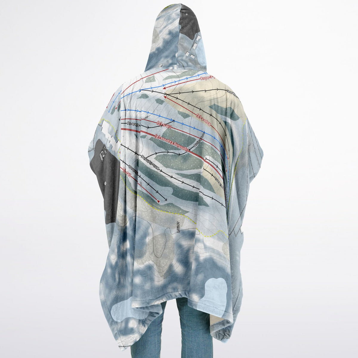 Mt Holly, Michigan Ski Resort Map Flannel Blanket Poncho