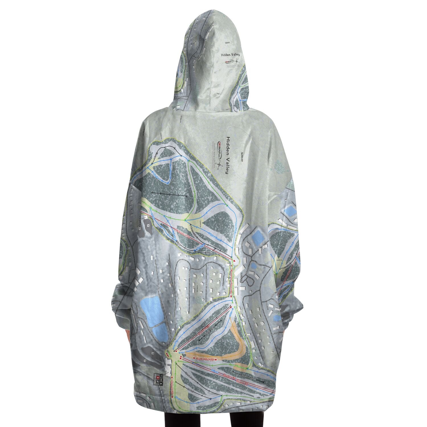 Hidden Valley, Missouri Ski Trail Map Snug Hoodie - Powderaddicts