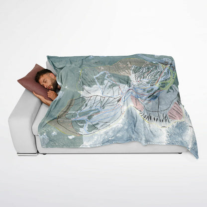 Arapahoe Basin, Colorado Ski Resort Map Flannel Blanket Poncho